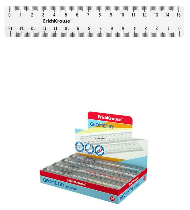 Линейка пластиковая ErichKrause Clear 15см прозрачная, 1 шт