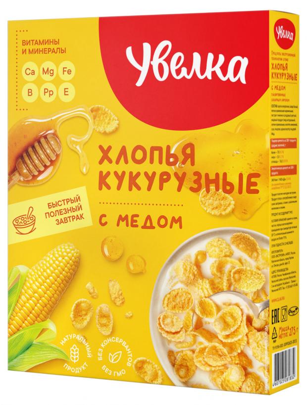 Хлопья кукурузные Увелка с медом, 275 г