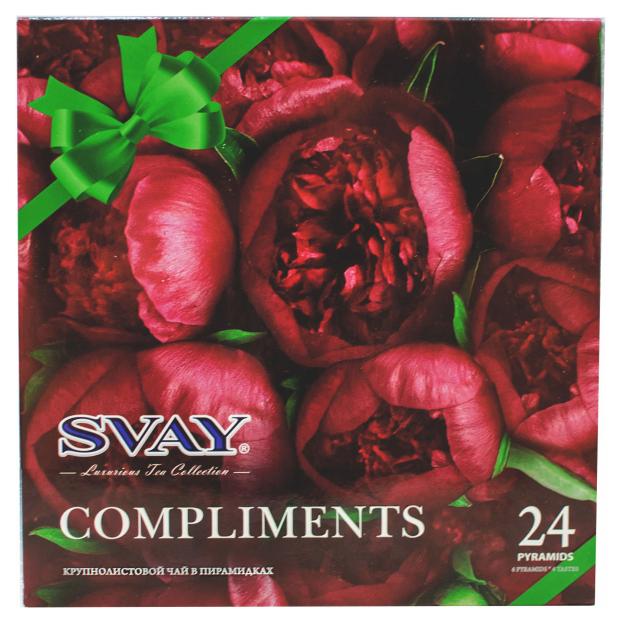Чайное ассорти Svay Complim Peonies 4 вида элитного крупнолистового чая в пирамидках, 54 г