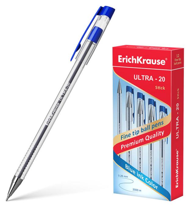 

Ручка шариковая ErichKrause Ultra-20 Stick Classic, синяя, 1 шт
