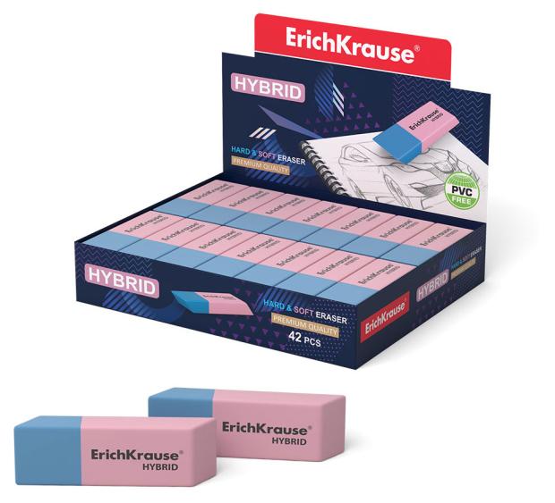

Ластик ErichKrause Hybrid стирает ручку/карандаш, 1 шт