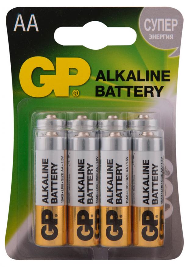 

Батарейка GP алкалиновая типоразмер АА, 8 шт