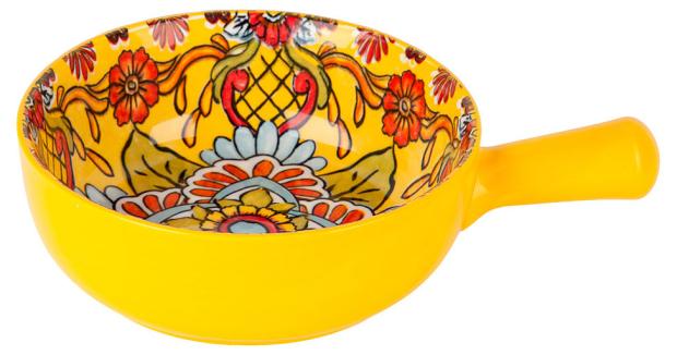 

Кокотница Nouvelle Home Arabesque с ручкой желтая 22,7х15,2х6,6 см, 0,7 л