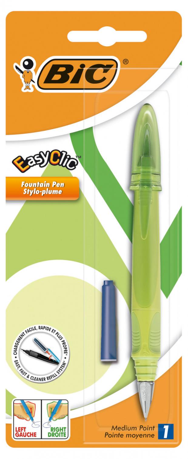 Ручка перьевая BIC EasyClic синяя, 1 ручка и 1 картридж