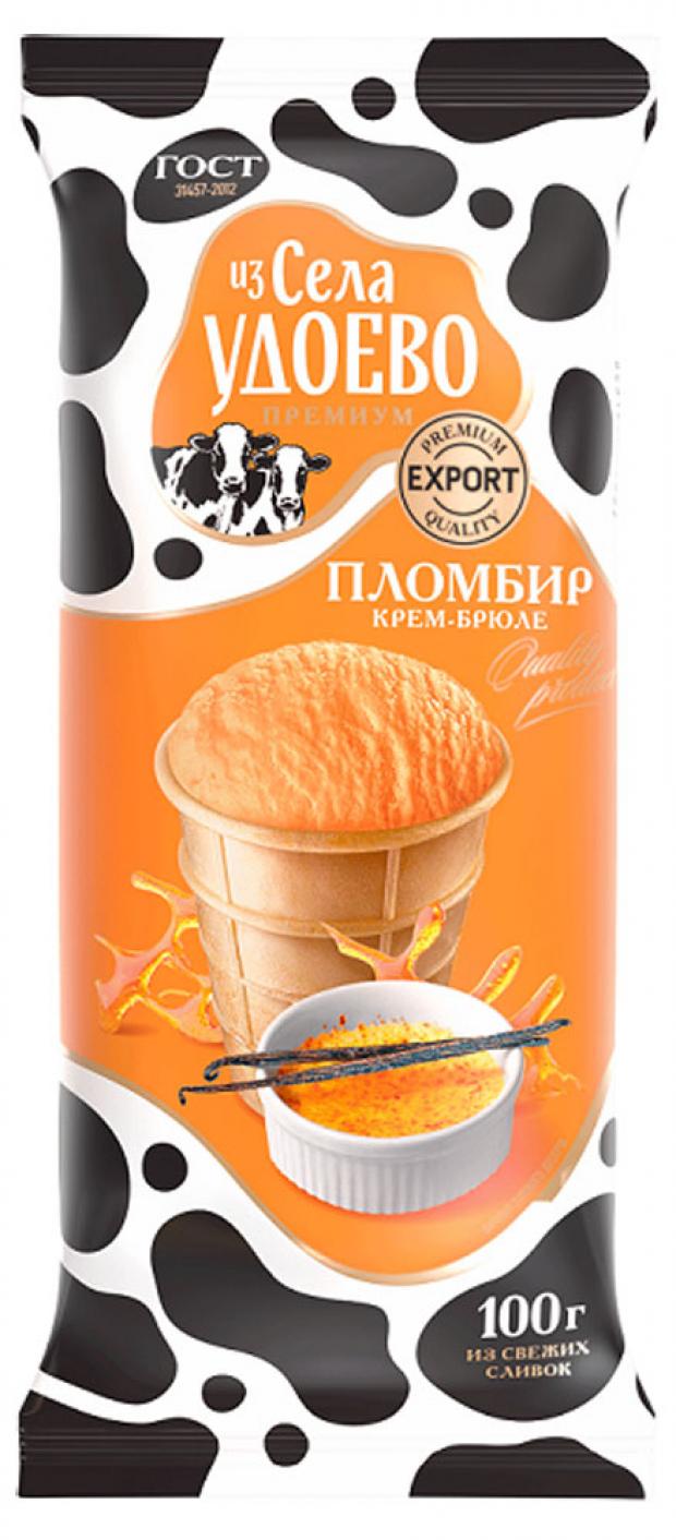 Мороженое пломбир Из села Удоево крем-брюле 15 % в вафельном стакане, 100 г