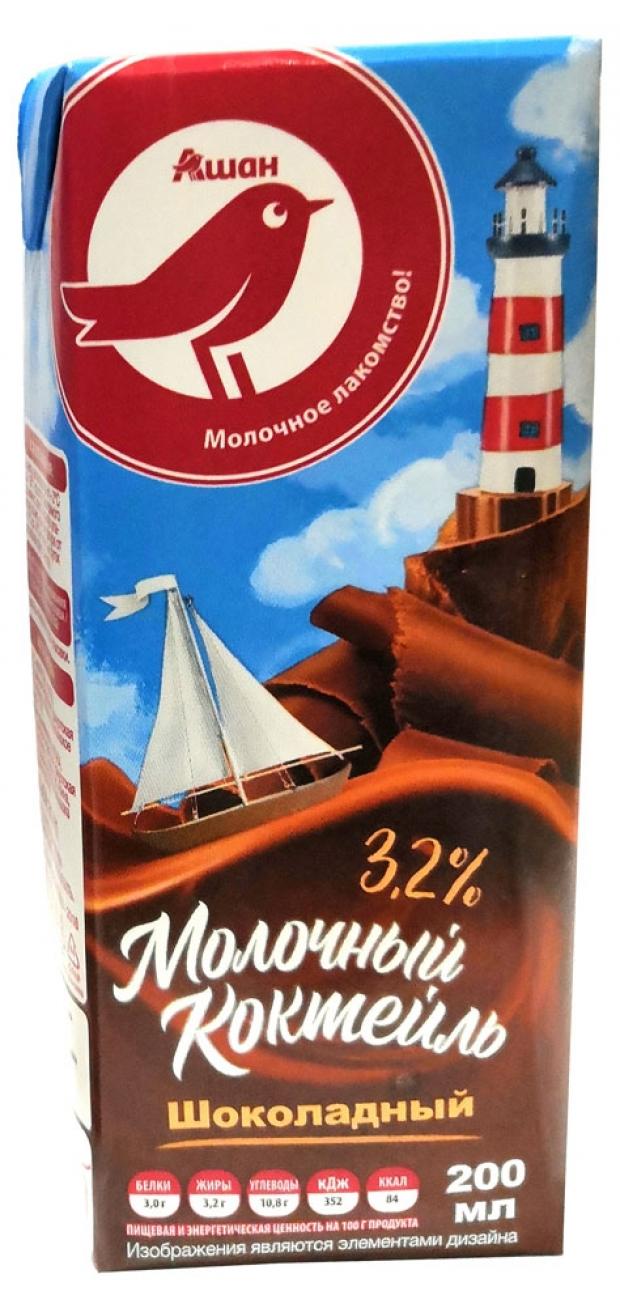 

Коктейль молочный АШАН шоколадный 3,2%, 200 мл
