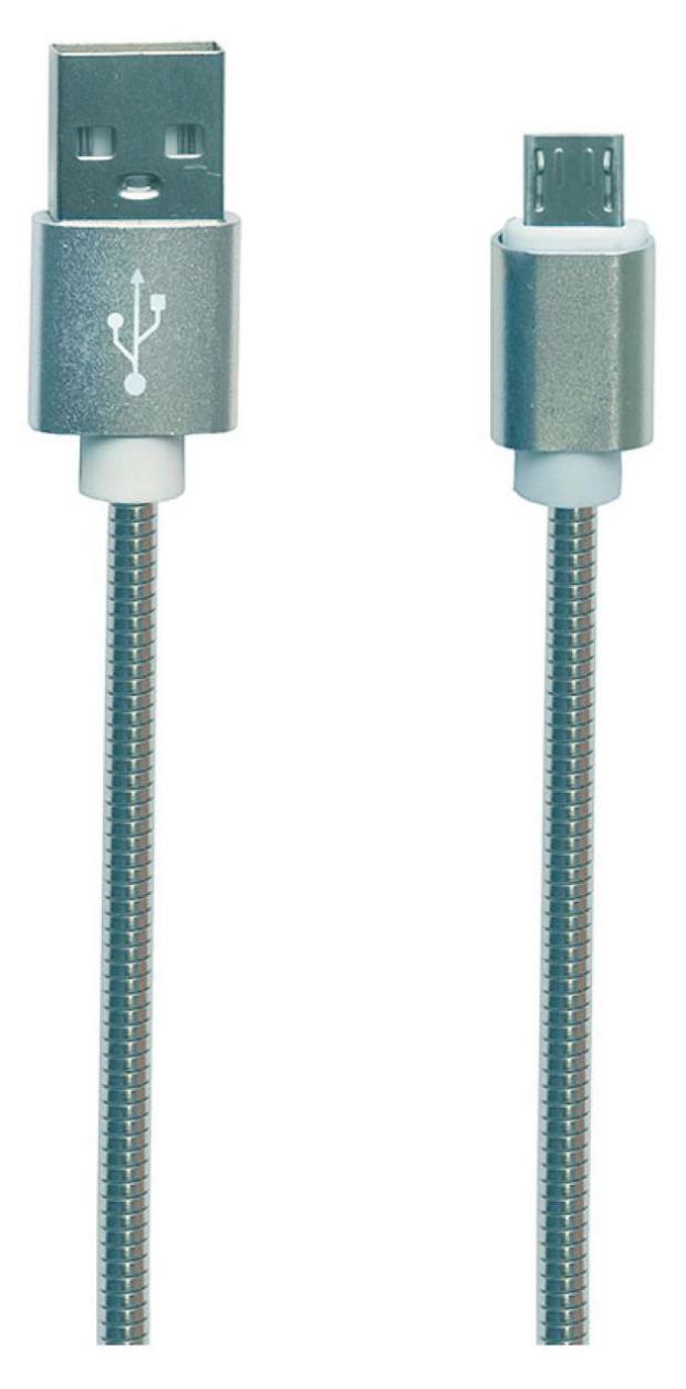 

USB кабель "LP" Micro USB Металлическая оплетка 1 м. (серебряный)
