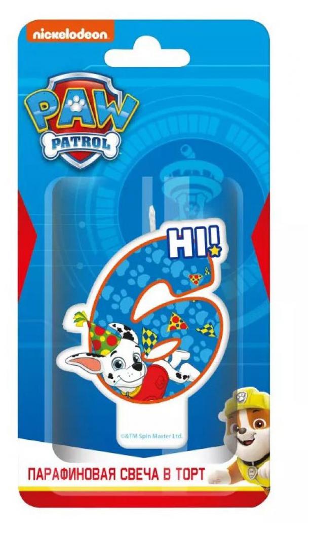 

Свеча Nd play Щенячий патруль цифра 6, 15х7,5 см