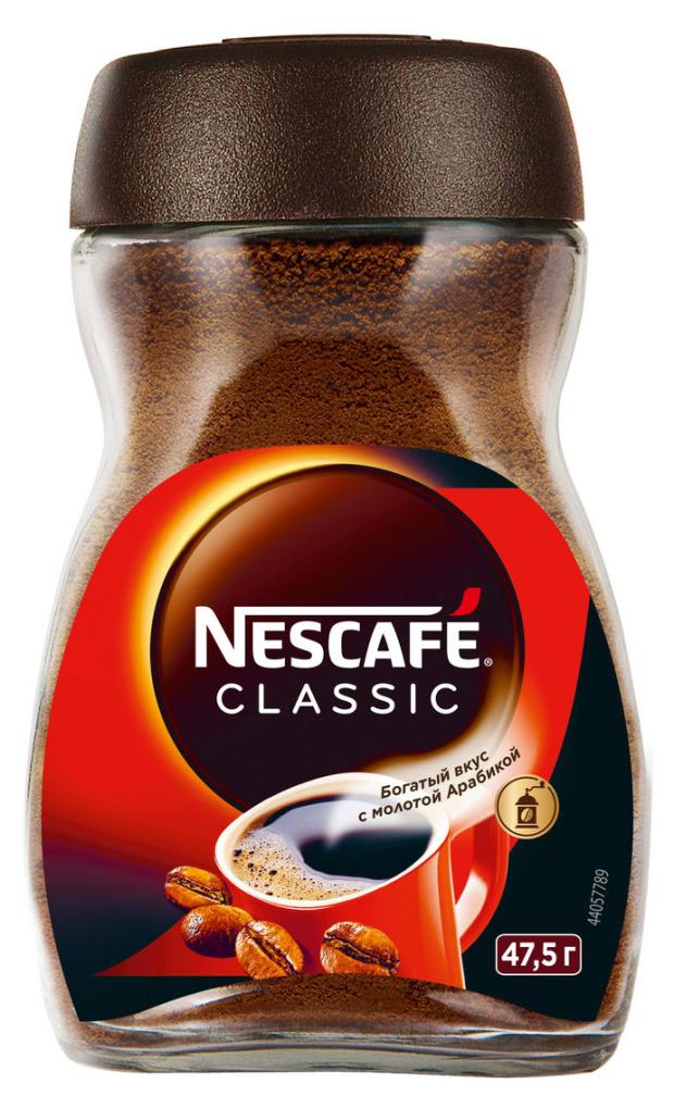 Кофе растворимый Nescafe Classic с добавлением молотого кофе, 47,5 г