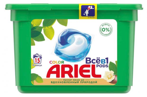 

Капсулы для стирки Ariel PODs Всё-в-1 Масло Ши, 15 шт