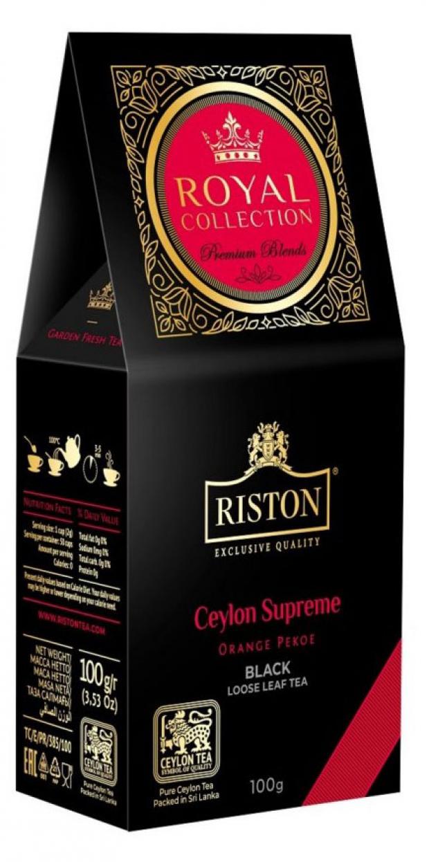 

Чай черный Riston Royal Collection Ceylon Supreme крупнолистовой, 100 г