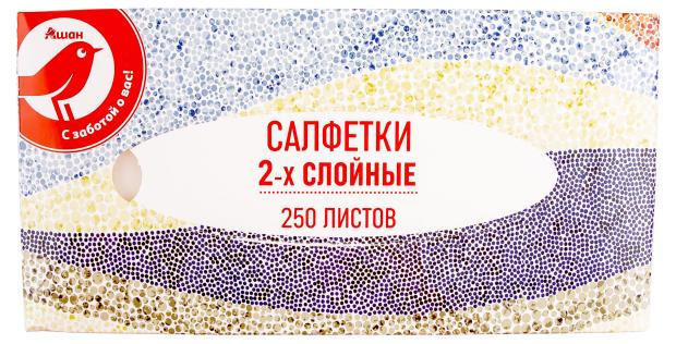 

Салфетки бумажные АШАН Красная птица универсальные 2-слойные, 250 шт