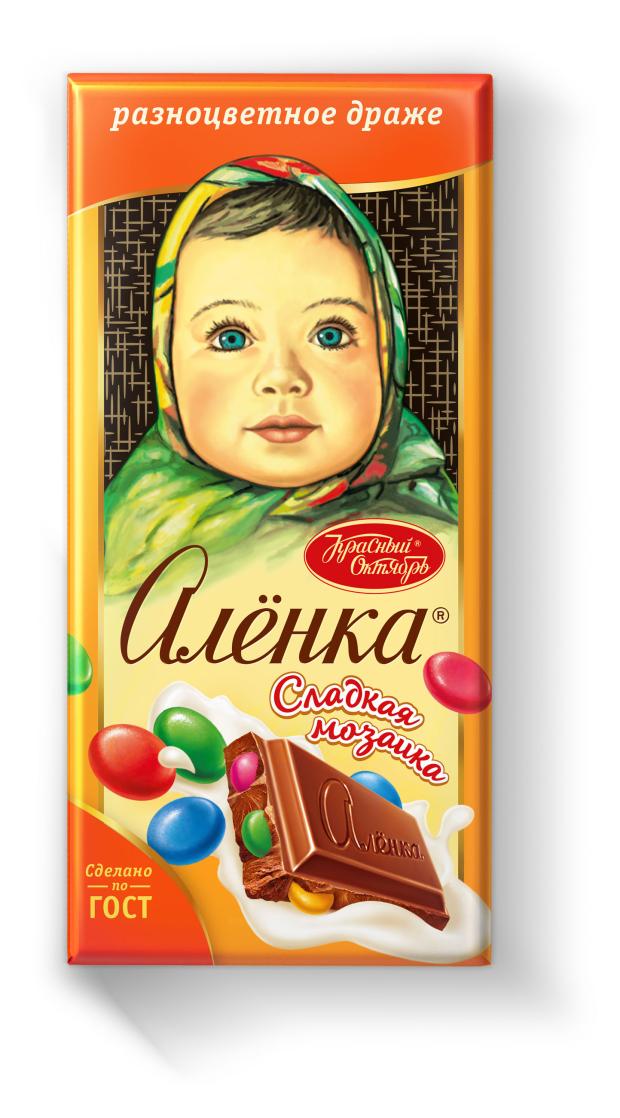 Шоколад Аленка Сладкая мозаика молочный с разноцветным драже, 100 г