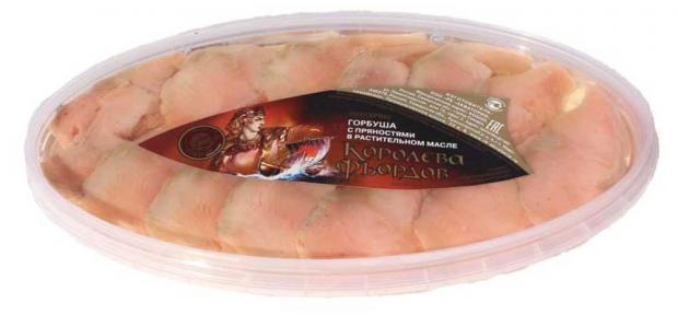 Горбуша филе-кусочки в масле Золотая Fishka Королева фьордов с пряностями, 180 г