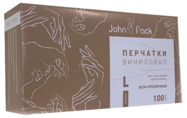 Перчатки John Pack виниловые размер L, 100 шт