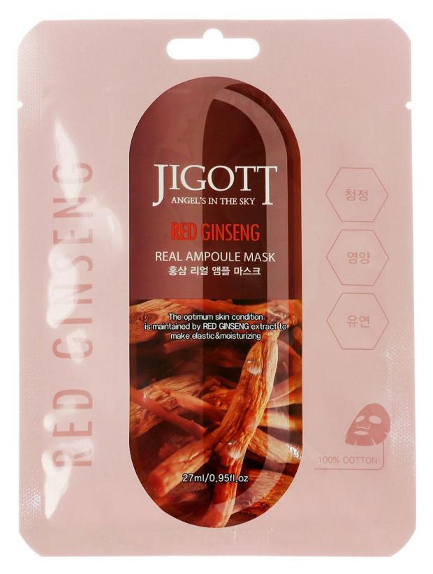 

Маска тканевая для лица Jigott Real Ampoule с экстрактом женьшеня, 27 мл