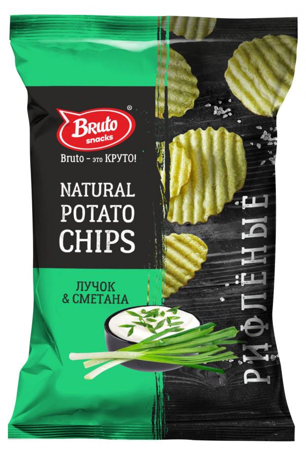 Чипсы Bruto Natural potato chips лучок и сметана, 130 г
