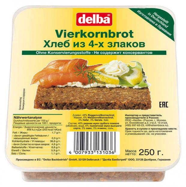 

Хлеб ржаной Delba 4 злака, 250 г