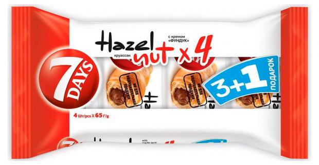Круассаны 7Days с ореховым кремом мультиупаковка 31 4 х 65 г 128₽