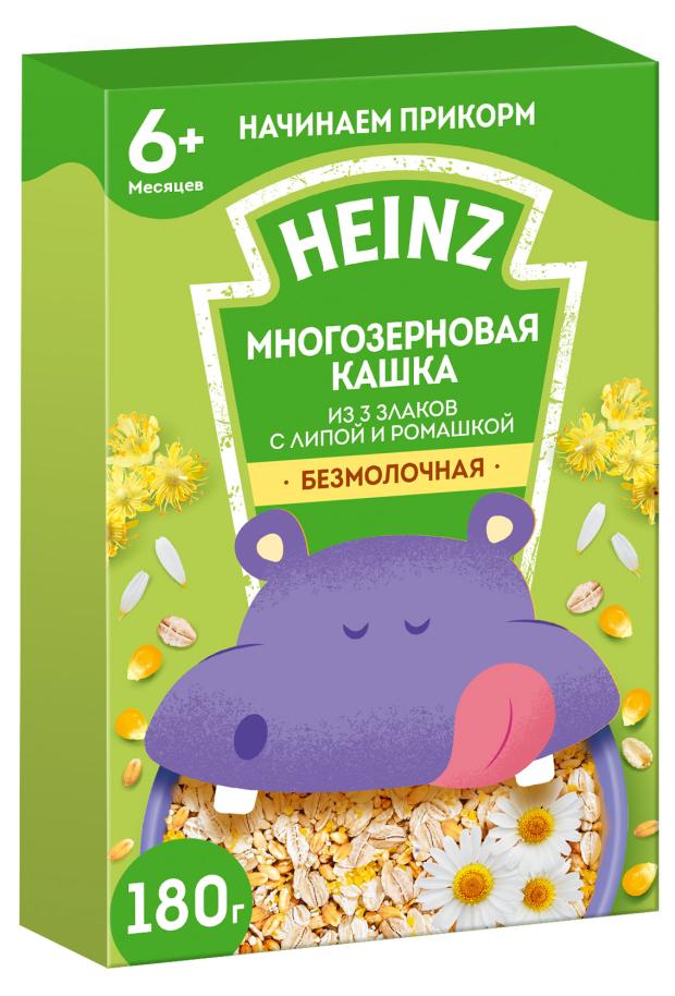 Каша безмолочная Heinz многозерновая из 3 злаков с липой и ромашкой с 6 мес., 180 г