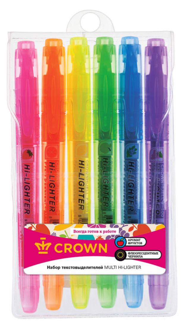 Набор текстовыделителей Crown Multi Hi-Lighter Aroma 1-4мм, 6 цветов