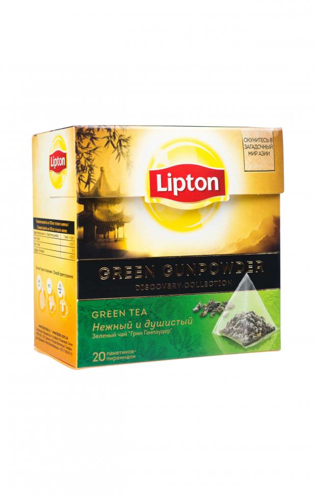 

Чай зеленый Lipton Green Gunpowder в пирамидках, 20х1.8 г