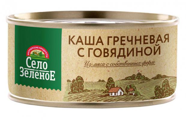 Каша Село Зеленое гречневая с говядиной, 325 г