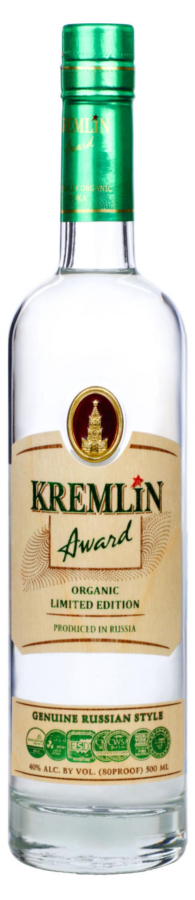 Водка Kremlin Award Organic Limited Edition Россия, 0,5 л водка kremlin award classic в подарочной упаковке со стопками россия 0 7 л