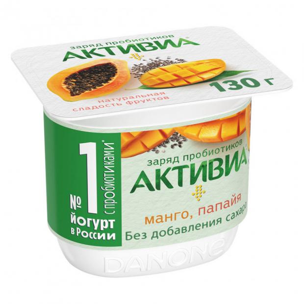 

Йогурт Активиа виноград манго папайя семена чиа без сахара 2,9% БЗМЖ, 130 г