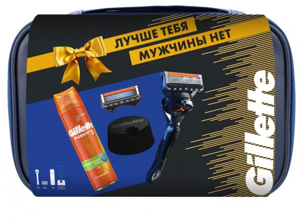 

Набор для мужчин: бритва Gillette Proglide с 2 кассетами, гель для бритья и подставка