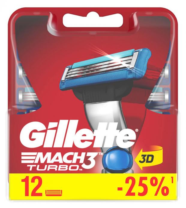 

MACH3 Turbo Cменные кассеты для бритья, 12 шт