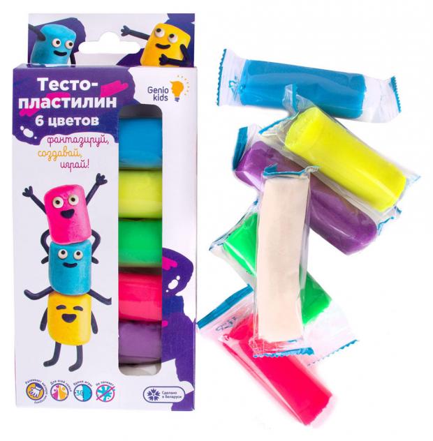 Тесто-пластилин Genio Kids Набор 6 цветов, 180 г