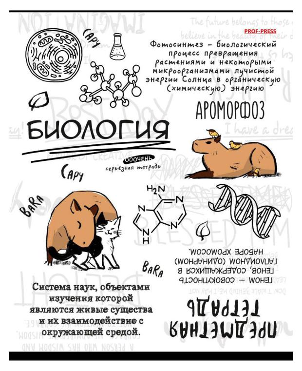

Тетрадь предметная Prof-Press Капибара Биология в клетку А5, 48 л