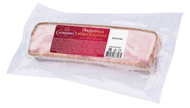 

Грудинка копчено-вареная Атяшево Изысканная, 300 г