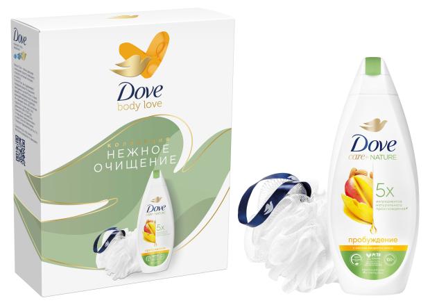 

Подарочный набор Dove гель для душа и мочалка манго и миндаль, 250 мл