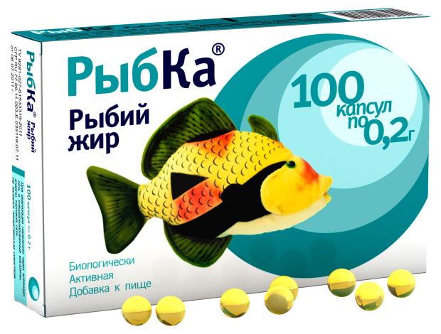 Рыбий жир РыбКа капсулы 0,2 г, 100 шт