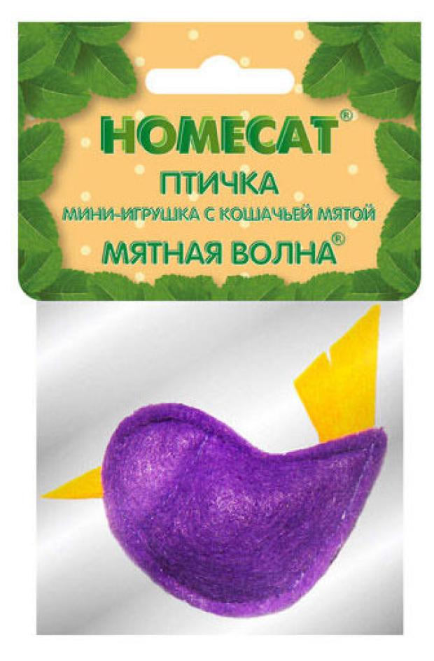 Игрушка для кошек HOMECAT птичка мини с кошачьей мятой, 5 см