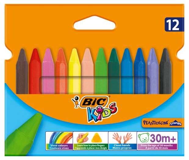 Мелки восковые Bic Kids Plastidecor Triangle, 12 цветов