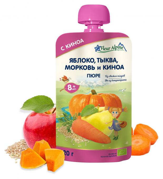 

Пюре детское Fleur Alpine яблоко, тыква, морковь и киноа, с 8 месяцев, 120 г