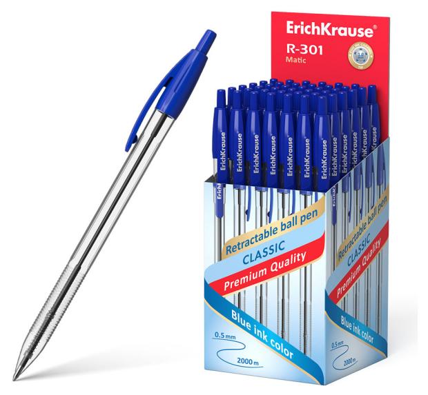 

Ручка шариковая автоматическая ErichKrause R-301 Classic Matic 1.0, синяя, 1 шт