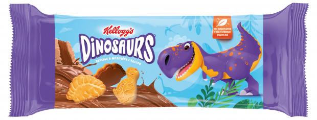 Печенье сдобное Kellogg's Dinosaurs в молочной глазури, 127 г