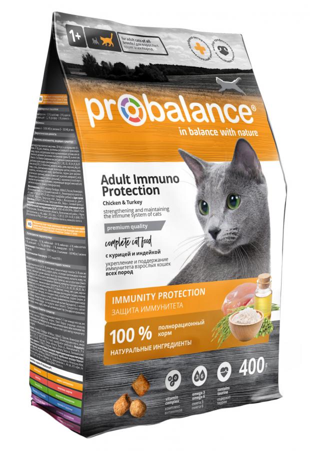 Сухой Сухой корм для кошек Probalance курица и индейка, 400 г probalance immuno adult полнорационный сухой корм для собак для укрепления иммунитета с говядиной 15 кг