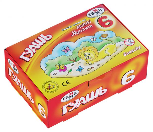 Гуашь Гамма Мультики, 6 цветов
