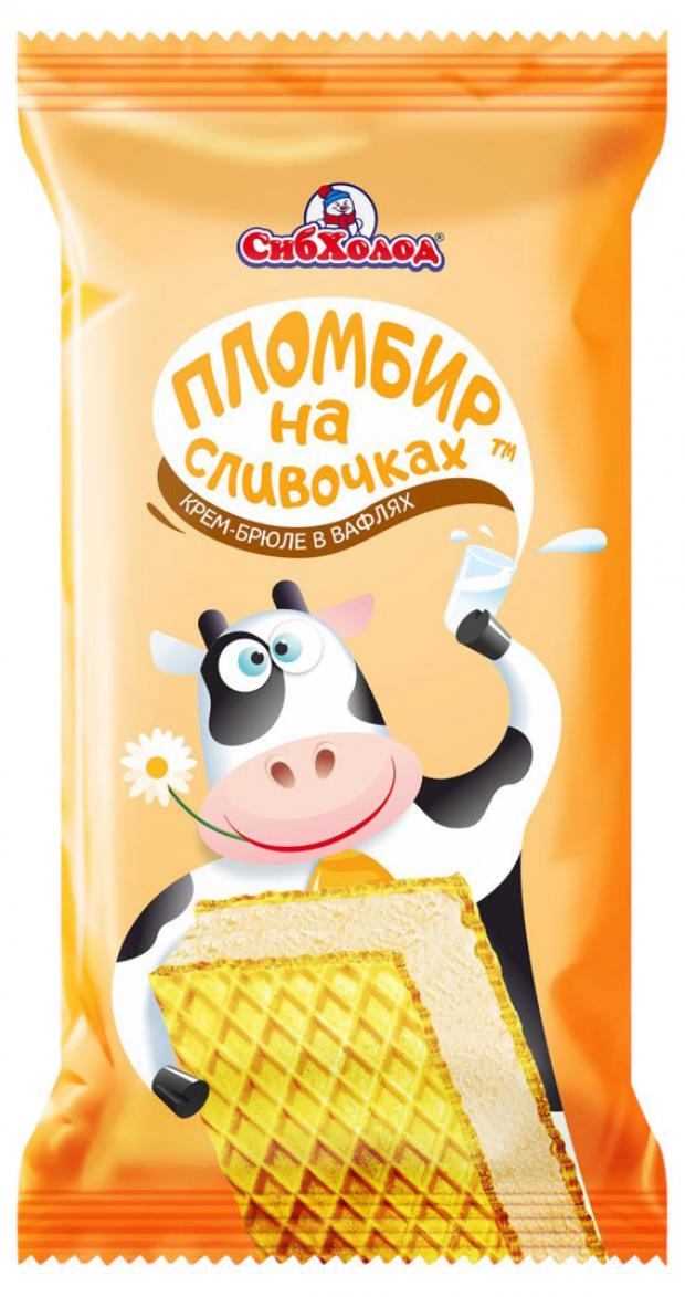 Мороженое пломбир СибXолод Пломбир на сливочках крем-брюле на вафлях, 80 г