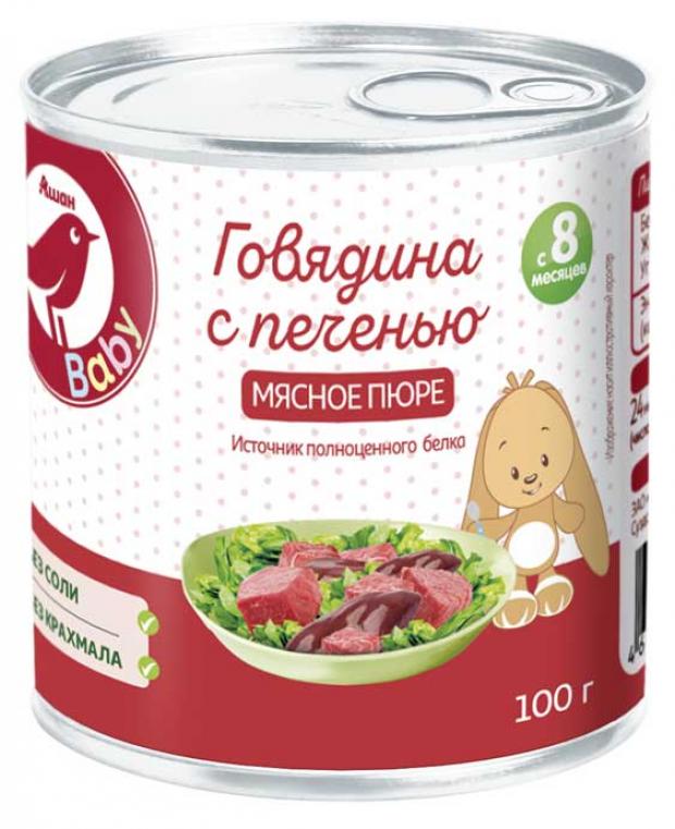 Пюре АШАН Красная птица Baby мясное говядина с печенью с 8 мес., 100 г