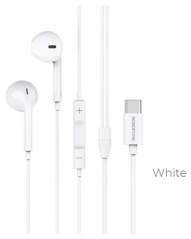 

Гарнитура Borofone BM27 Amazing Sound Type-C белая, 1,2 м