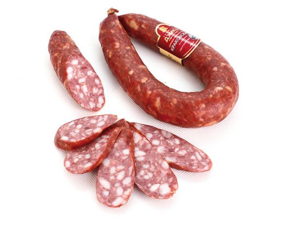 Колбаса полукопченая Золото Дэмки Краковская (0,9-1,1 кг), 1 упаковка ~ 1 кг