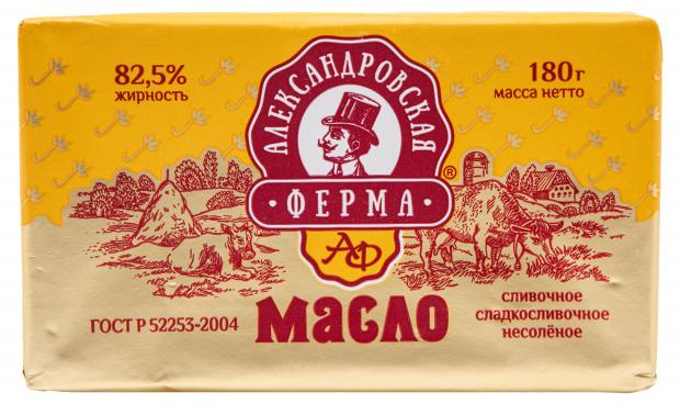 

Масло сливочное Александровская ферма Традиционное 82,5% БЗМЖ, 180 г