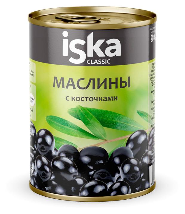 Маслины черные iska с косточками, 300 мл