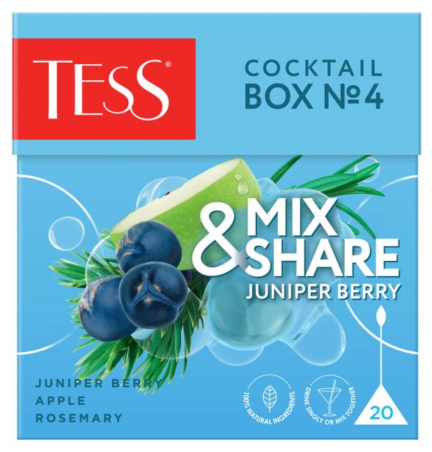 

Чай травяной Tess Cocktail Box 4 можжевельник в пирамидках, 20х1,5 г